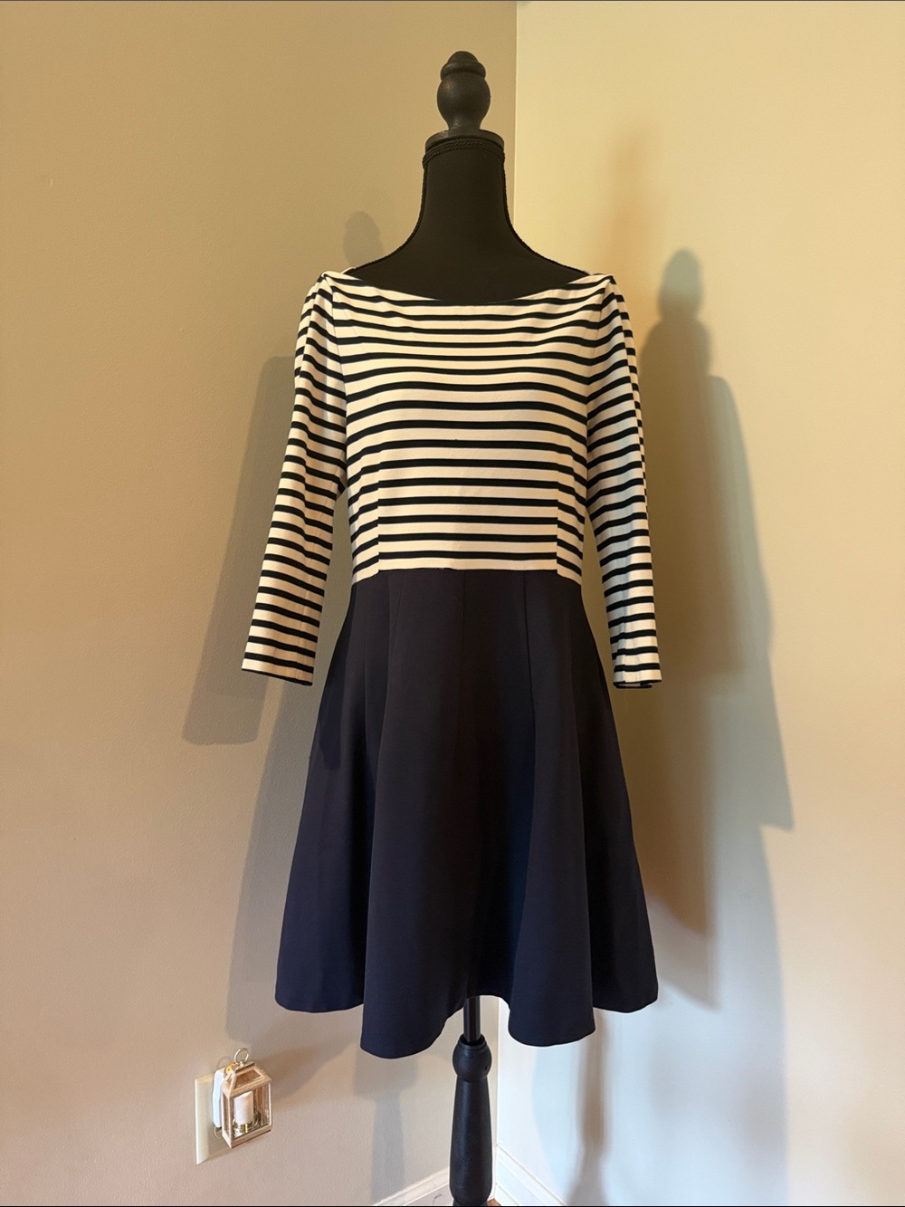 kate spade Navy and White Striped Fit-and-Flare Dress